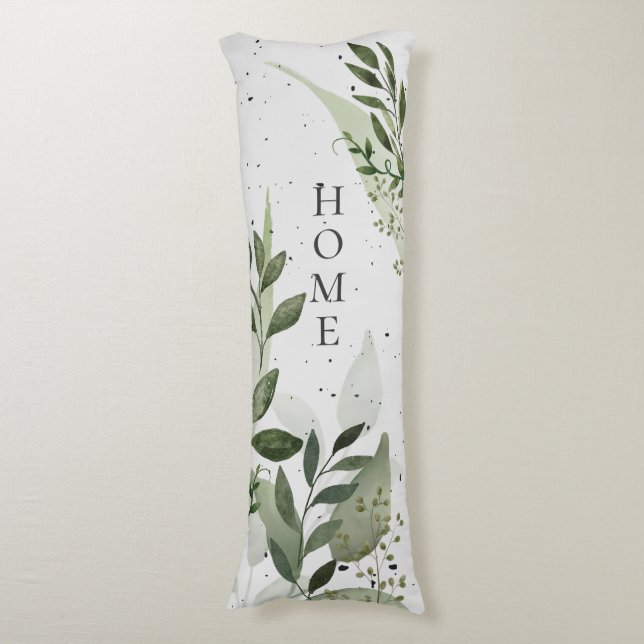Greenery, Concrete, Your Text, Green Grey Body Cushion (Front Vertical)