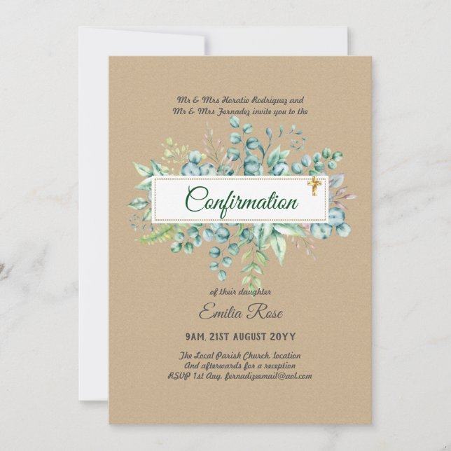 Greenery CONFIRMATION Invite Modern Double Sided (Front)