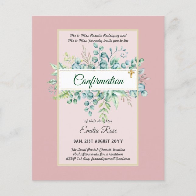 Greenery CONFIRMATION Invite Modern Double Sided Flyer (Front)