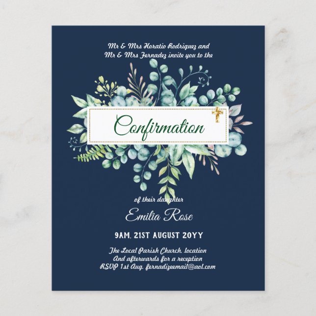 Greenery CONFIRMATION Invite Modern Double Sided Flyer (Front)