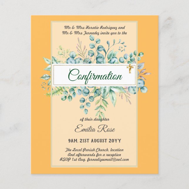 Greenery CONFIRMATION Invite Modern Double Sided Flyer (Front)