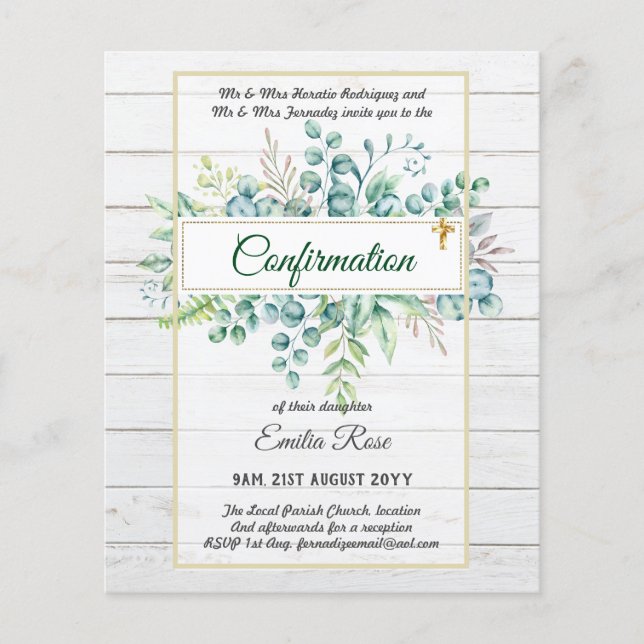 Greenery CONFIRMATION Invite Modern Double Sided Flyer (Front)