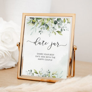 Greenery date night ideas. Date jar bridal game Poster