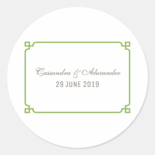 Greenery Deco Chic Wedding Classic Round Sticker