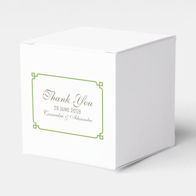 Greenery Deco Chic Wedding Favour Box (Front Side)