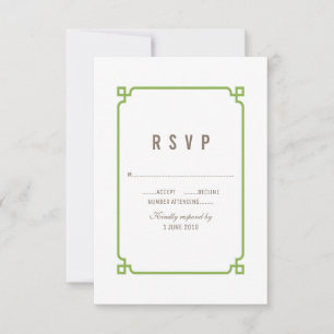 Greenery Deco Chic Wedding RSVP Card