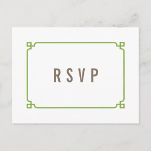 Greenery Deco Chic Wedding RSVP Postcard