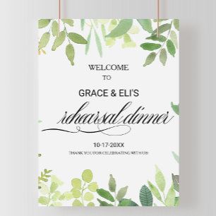 Greenery Destination Rehearsal dinner Welcome Poster