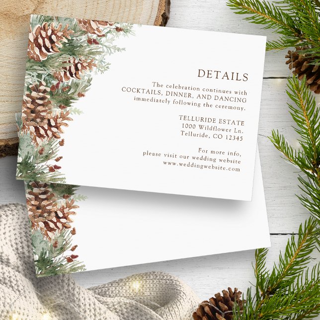 Greenery Details Enclosure Card (White Pinecone Greenery Details Enclosure Card by Painted Paperie
)
