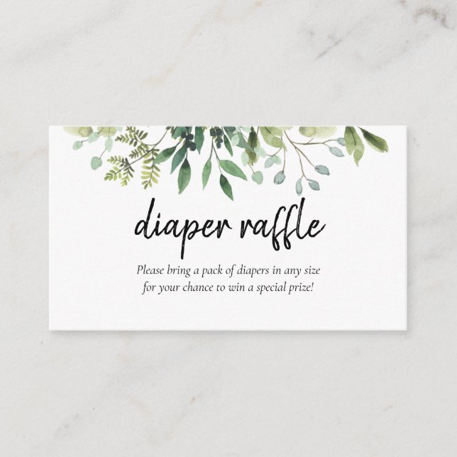 Greenery Diaper raffle Baby Shower Enclosure Card (Front)