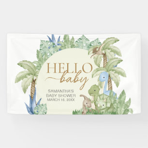 Greenery Dinosaur Baby Shower  Banner