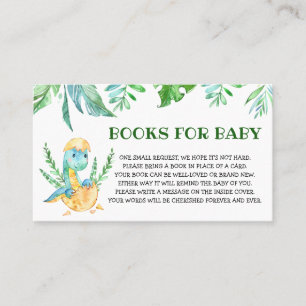 Greenery Dinosaur Baby Shower Books for Baby Business Card