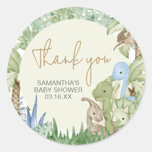 Greenery Dinosaur Baby Shower  Classic Round Sticker