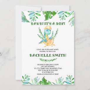 Greenery Dinosaur Baby Shower Invitation