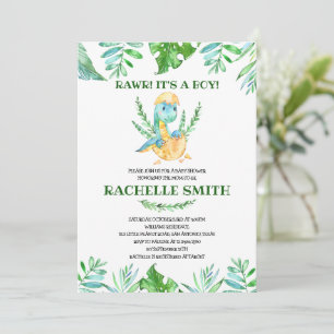 Greenery Dinosaur Baby Shower Invitation
