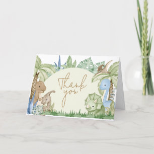 Greenery Dinosaur Baby Shower Thank You Card