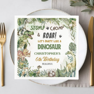 Greenery Dinosaurs Jurassic Boy Birthday Party  Napkin