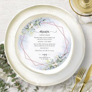 Greenery Dusty Blue Bridal Shower Circle Menu Invi Invitation