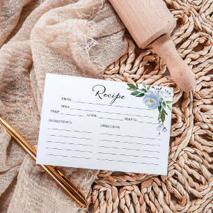 Greenery Dusty Blue Bridal Shower Recipe Cards