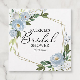Greenery Dusty Blue Floral Geometric Bridal Shower Favour Tags