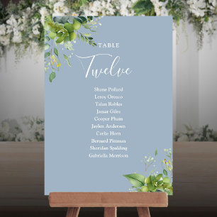 Greenery Dusty Blue Seating Plan Table Number