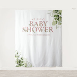 Greenery Dusty Rose Baby Shower Photo Backdrop Tapestry