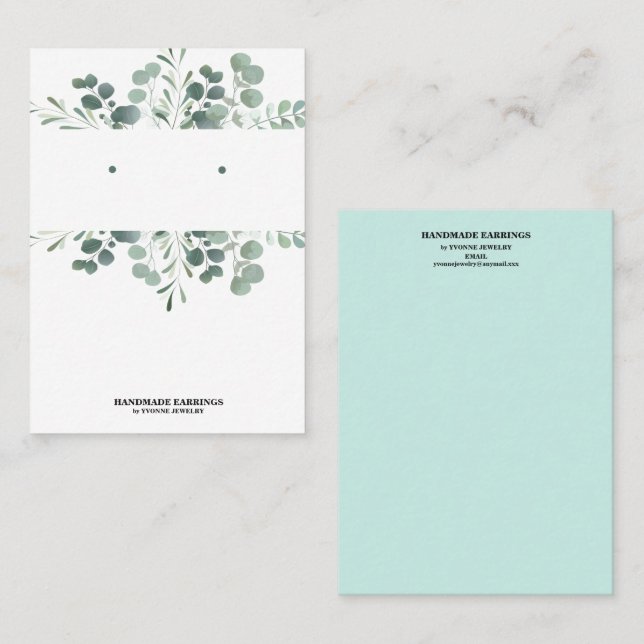Greenery Earring Display  Business Card (Front/Back)
