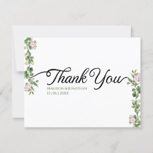 Greenery Elegant and Beautiful Floral Wedding Thank You Card