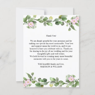 Greenery Elegant and Beautiful Floral Wedding Thank You Card