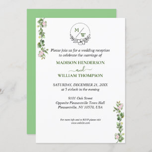 Greenery Elegant and Floral Wedding Reception Invitation
