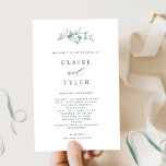 Greenery Elegant and Simple Wedding Program<br><div class="desc">Contemporary, simple, and elegant wedding program with a beautiful hand-drawn botanical detail. White and green design with modern handwritten calligraphy elements. Ability to make text changes and adjustments by selecting "Edit using design tool". Front with wedding ceremony details, back with wedding party names and thank you message for your guests....</div>