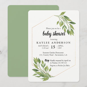 Greenery elegant Baby shower invitation