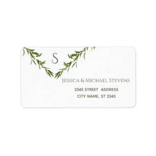 Greenery elegant geometrical leaves branch label