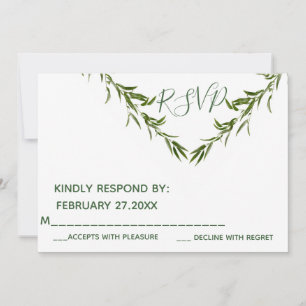 Greenery elegant  geometrical leaves branch RSPV Invitation