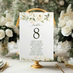 Greenery elegant rose wedding seating charts table number