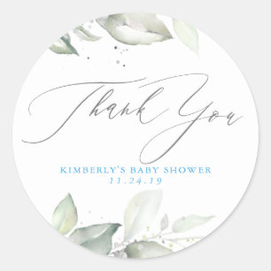 Greenery Elegant Thank You Classic Round Sticker