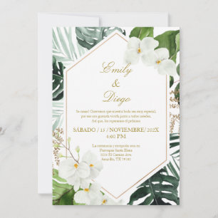 Greenery elegant wedding Invitation in Spanish