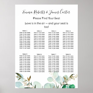 Greenery Elegant Wedding Seating Chart