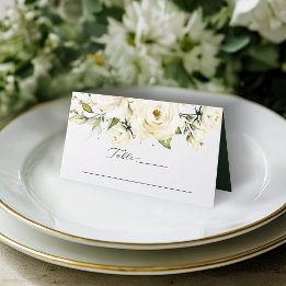 Greenery Elegant White rose Wedding Place Card