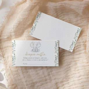 Greenery Elephant Baby Shower Diaper Raffle Ticket Enclosure Card