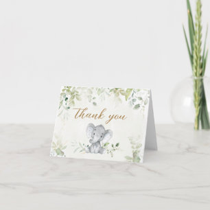 Greenery Elephant Baby Shower Thank You Card