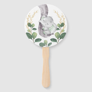 Greenery Elephant Wild One Baby Shower Decorations Hand Fan