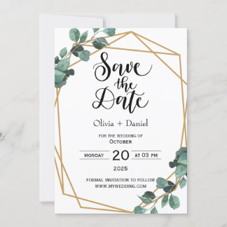 Greenery Elopement Wedding Date Invitation