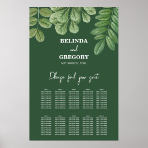 Greenery Emerald Green Wedding Seating Chart
