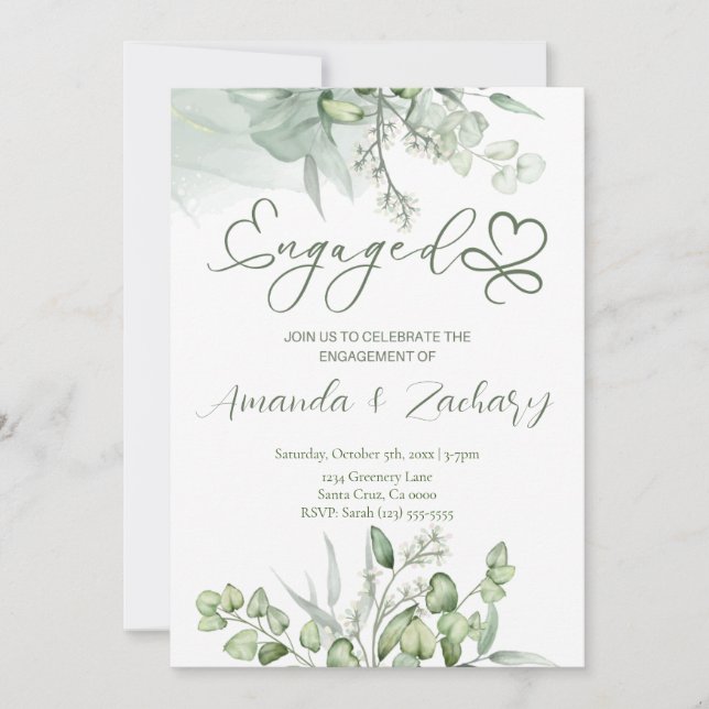 Greenery Engagement  Invitation (Front)
