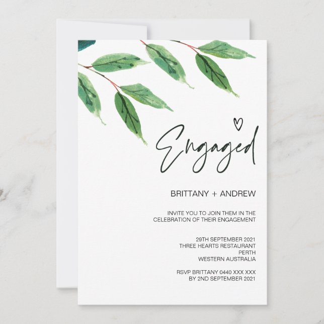 Greenery Engagement Party Tropical Invitation (Front)