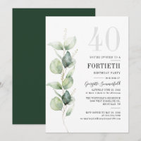 Greenery Eucalyptus 40th Birthday Party