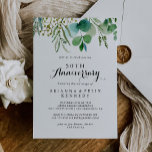 Greenery Eucalyptus 50th Wedding Anniversary Invitation<br><div class="desc">This greenery eucalyptus 50th wedding anniversary invitation is perfect for a simple wedding anniversary celebration. The design features hand-painted artistic beautiful eucalyptus green leaves,  assembled into neat bouquets to embellish your event.

Change the number to celebrate any anniversary milestone.</div>
