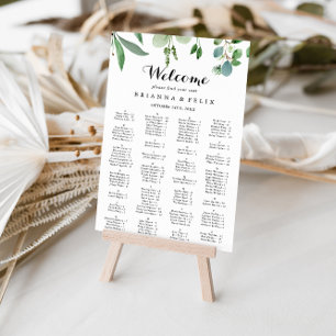 Greenery Eucalyptus Alphabetical Seating Chart