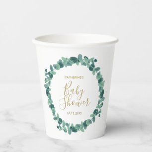 Greenery Eucalyptus Baby Shower Paper Cups